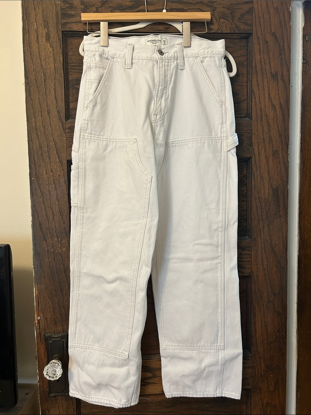 Abercrombie & Fitch White Cargo Painter Pants